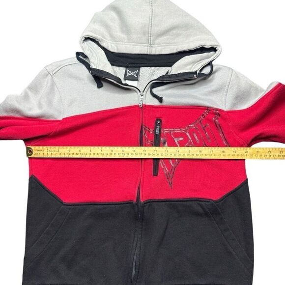 Vintage Tapout Full Zip Hoodie Mens M Red Black Y2K MMA - Picture 8 of 12